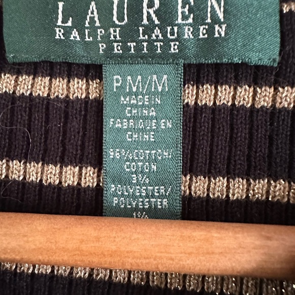 Vintage Ralph Lauren metallic gold and black sweater with 3/4 sleeves V neck - Picture 5 of 6